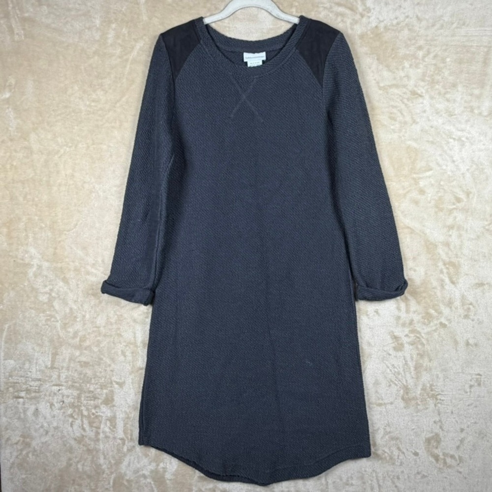 Soft Surroundings Gray Textured Knit Faux Suede Yoke Dress Size M 25958